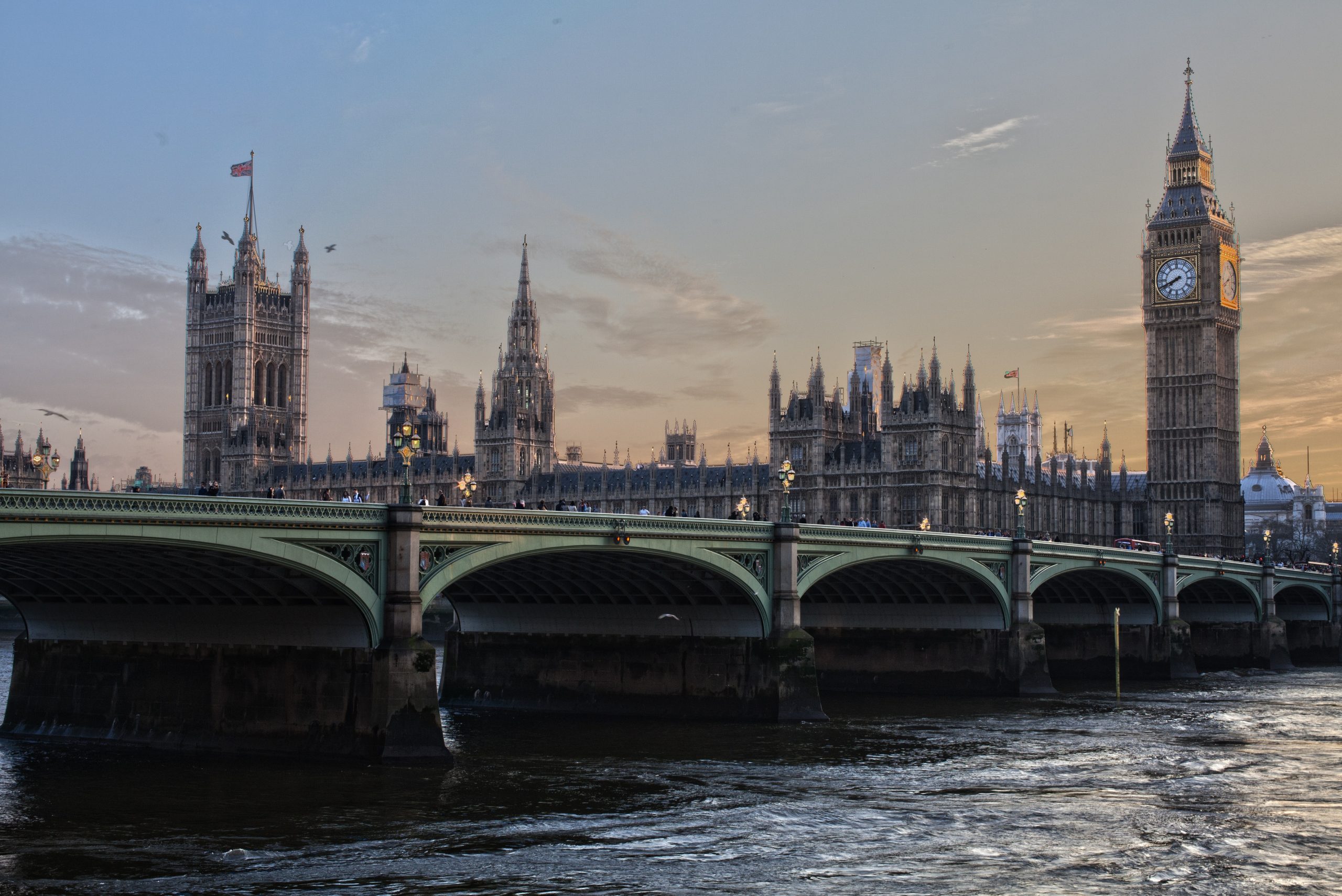 The houses of parliament behind a bridge