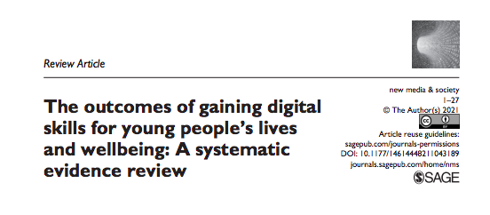The outcomes of gaining digital skills for young people's lives and wellbeing: a systematic evidence review