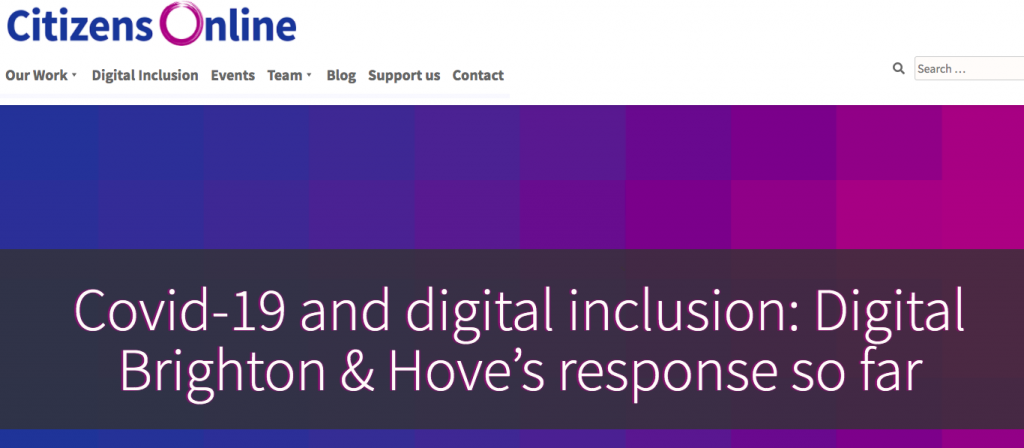 COVID-19 and digital incusion: Digital Brighton and Hove's response so far