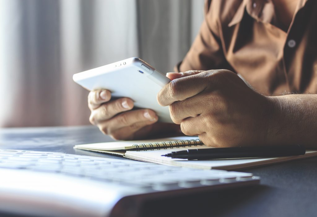 Businessman Working Tablet In Office With Film Colors Tone Soft-focus