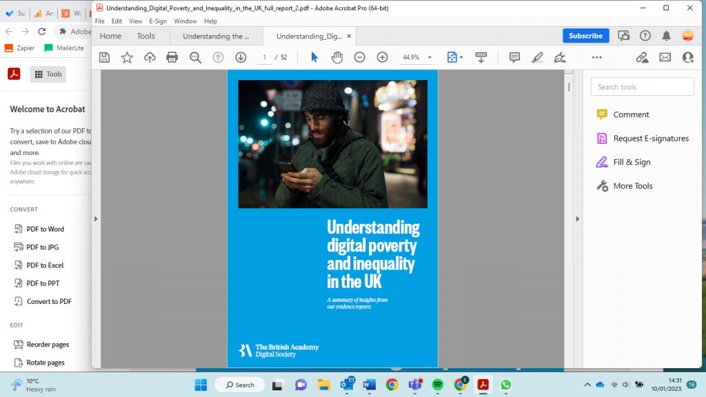 Understanding digital poverty and inequality in the UK A summary of insights from our evidence reports