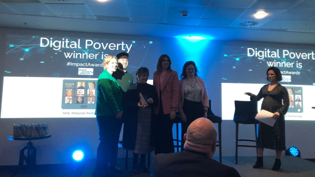 Photo of MPTNHS winners of the digital poverty award at the digital leaders impact awards